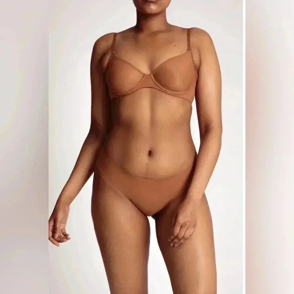 NWT lot of 3 assorted Nubian skin  lightweight stretch caramel panty underwear S